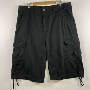 Royal Blue Vintage Men Y2K Cargo Long Shorts Sz 42 Black Utility Skate Cinch Hem